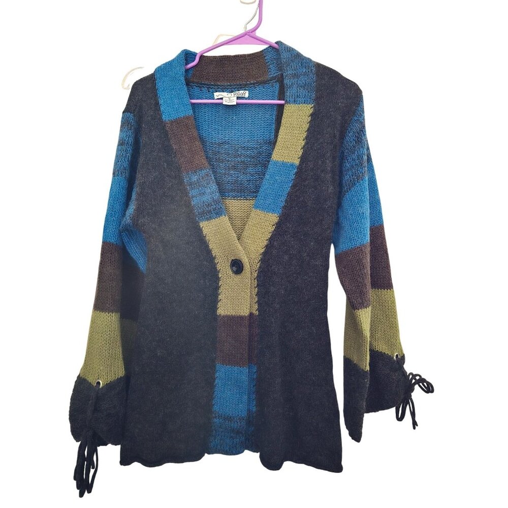 Ravs Womens Color Block Cardigan Sweater S Acrylic‎ Wool Blend